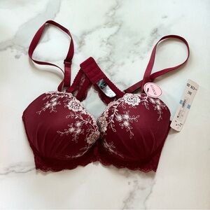 Felina Red and White Lace Underwire Push-up Bra